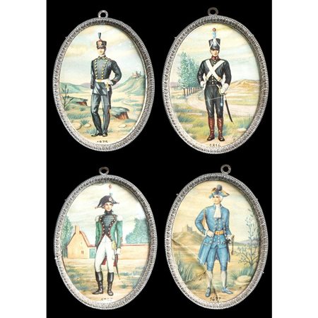  
Quattro miniature acquarellate 
 