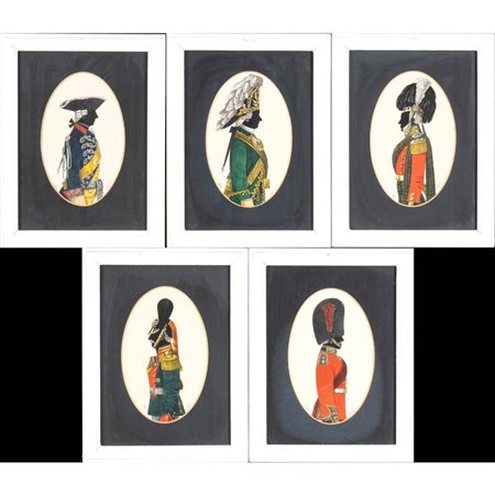  
lotto di 5 silhouettes militari 
 28x21,5