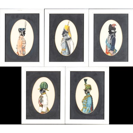  
lotto di 5 silhouettes militari 
 28x21,5