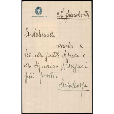  
Lettera autografa di Carlo Scorza, uomo politico ed ultimo segretario di PNF Miscellanea...
 