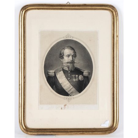  
RITRATTO NAPOLEONE III STAMPA IN CORNICE fine XIX sec.
stampa litografica 