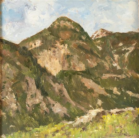 Guglielmo Pizzirani (Bologna 1886 - 1971), “Paesaggio montano”.