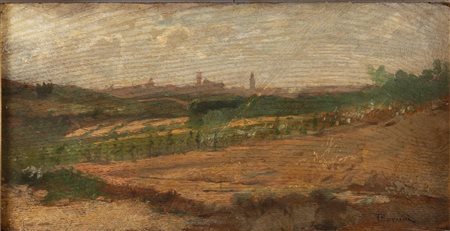 Odoardo Borrani (Pisa 1833 - Firenze 1905), “Paesaggio”.