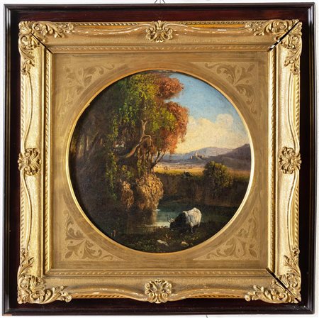 Nicola Palizzi (Vasto 1820 – Napoli 1870), “Paesaggio con bue”.