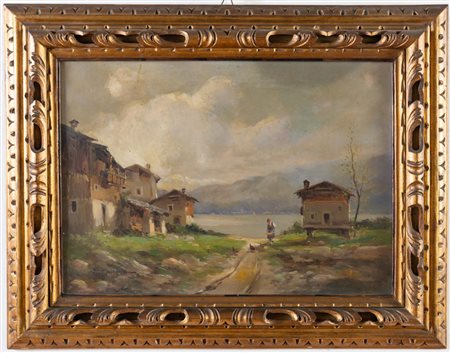 Anacleto “Cleto” Moiraghi (Binasco 1889 – Milano 1943), “Paesaggio con contadina”.