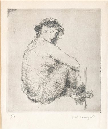 Giovanni Romagnoli (Faenza 1893 – Bologna 1976), “Nudo di schiena seduto”, 1954.