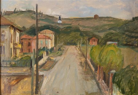 Gino Marzocchi (Molinella 1895 - Bologna 1981), “Paesaggio con viale”.
