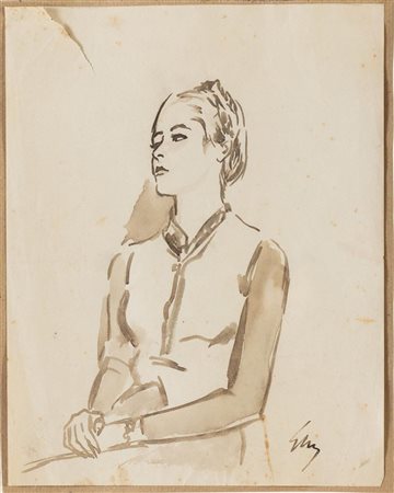Gino Marzocchi (Molinella 1895 - Bologna 1981), “Figura femminile seduta”.