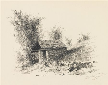 Agostino Zucchini (Fiesso di Budrio 1894 - Bologna 1972), “Casolare”, 1953.