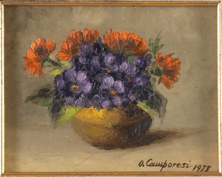 Oliviero Camporesi (XIX – XX secolo), “Vaso di fiori”, 1973.