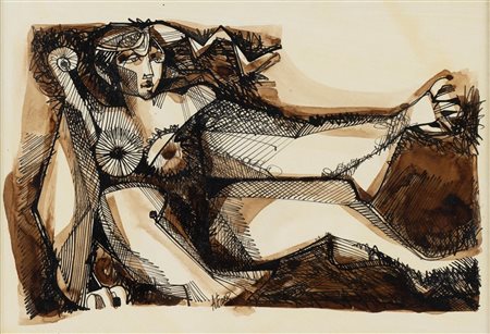 Adriano Fava (Russi 1940), “Figura di donna seduta”.