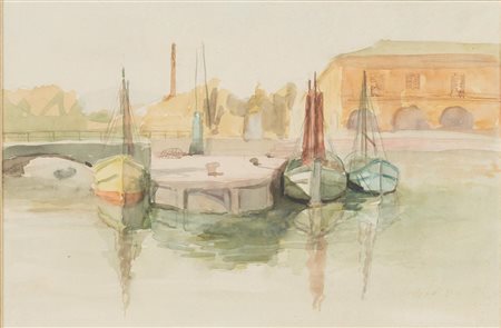 Giuseppe Gagliardi (Bologna 1902 – 2005), “Barche”, 1950.