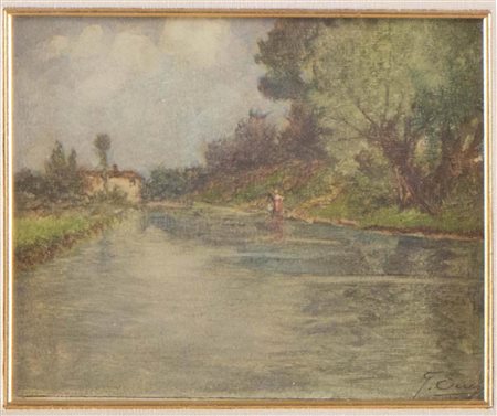 Giovanni Secchi (Bologna 1876 - Darfo 1950), “Al fiume”.