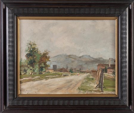 Giorgio Zanini (XIX – XX secolo), “Paesaggio con figure”, 1952.