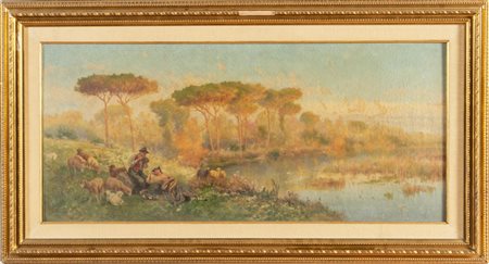 Pietro Barucci (Roma 1845 - 1917), “Il riposo dei pastori”.