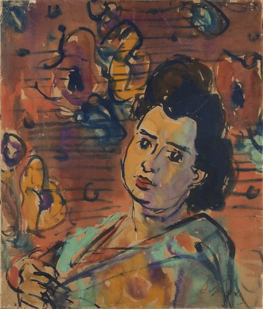 Spazzapan Luigi Gradisca D'Isonzo 1898 - Torino 1958 Gina con sfondo a grandi...