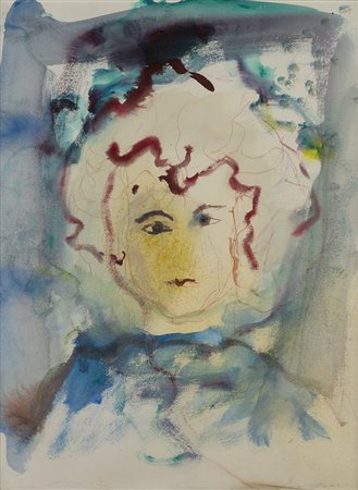 Treccani Ernesto Milano 1920 - 2009 Volto di donna Tecnica mista su carta 45...