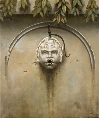 Nunziante Antonio Napoli 1956 La fontana Olio su tela 50 x 60 cm Firmato in...