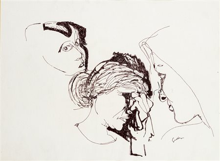 Guttuso Renato Bagheria 1912 - Roma 1987 Senza titolo China su carta 38 x 28...