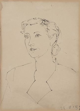 Tamburi Orfeo Jesi (Ancona) 1910 - Parigi 1994 Ritratto - 1952 China su carta...