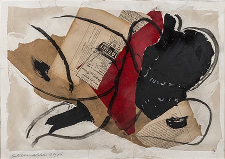 Carmassi Arturo Lucca 1925 Senza titolo - 1977 Tecnica mista e collage su...