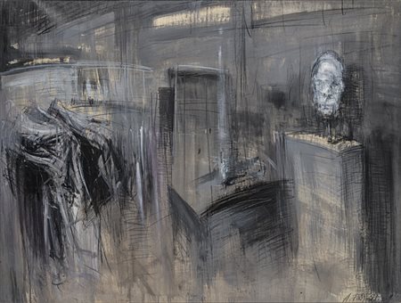 Papetti Alessandro Milano 1958 Studio d'artista Olio su cartone telato 100 x...