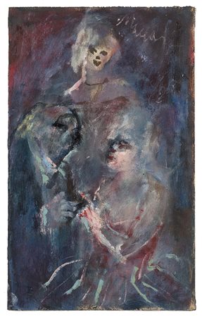 Maccari Mino Siena 1898 - Roma 1989 Figure Olio su tavola 17 x 28 cm Firmato...