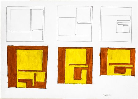 Munari Bruno Milano 1907 - 1998 Senza titolo Tecnica mista su carta 33 x 23...