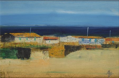 Magazzini Salvatore Pistoia 1955 Marina Toscana Olio su tavola 30 x 20 cm...