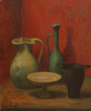 Gonzaga Giovan Francesco Milano 1921 - 2008 I vasi, composizione - 1962 Olio...