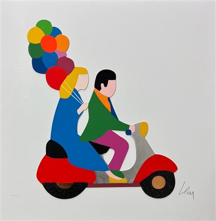 Marco Lodola “Coppia in vespa”