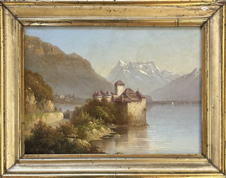 Hubert Sattler Salisburgo 1817 - Vienna 1904 Castello di Chillon, Montreux