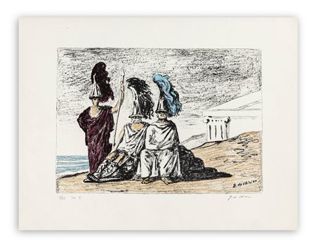 GIORGIO DE CHIRICO (1888-1978) - I guerrieri di ritorno da Troia, 1966