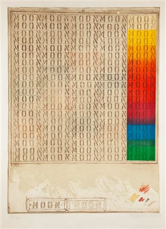 Joe Tilson Londra 1928 Moon 1978 Acquaforte/acquatinta ritoccata a mano cm...