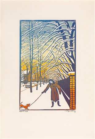 Conrad Felixmüller 1897-1977 Senza Titolo 1973 Litografia a colori cm 55x38...