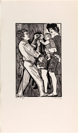 Conrad Felixmüller 1897-1977 Familie Des Bildhauers Spilker 1972 Litografia...