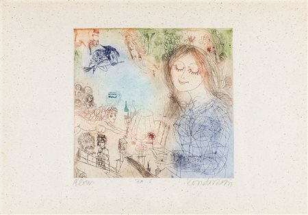 Bela Kondor Budapest 1931-Budapest 1972 A'Low Acquaforte/acquatinta cm...