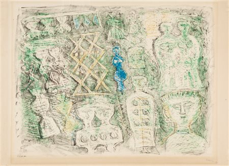 Massimo Campigli (Berlino 1895-Saint-Tropez 1971) Donne su fondo verde 1960...