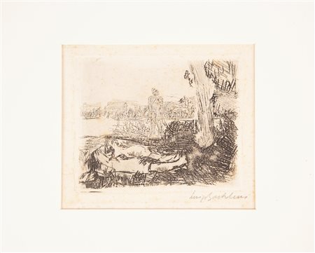 Luigi Bartolini (Cupramontana 1892-Roma 1963) Borghesi in riva al fiume 1923...