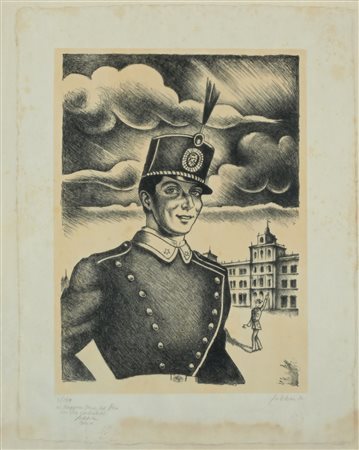 Gregorio Sciltian (Rostov 1900-Roma 1985) Carabiniere 1977 Litografia cm...
