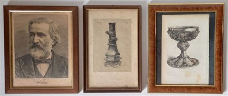 ACQUAFORTE E DUE STAMPE CON SOGGETTI VARI MAX. CM.35X29 - DIFETTI