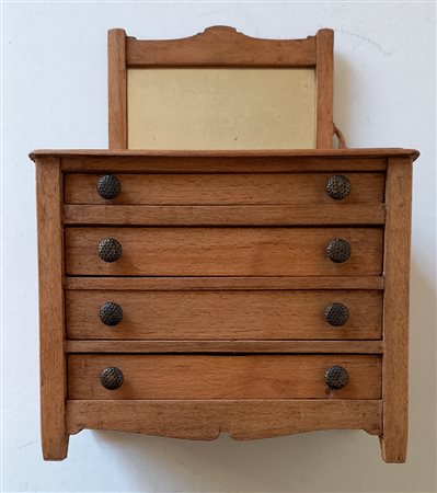CASSETTONE IN MINIATURA CON SPECCHIO CM.27X20X10 - PRIMA META' XX SECOLO -...