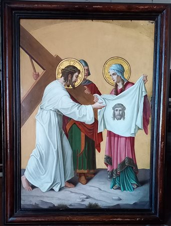 ANONIMO - SCENA RELIGIOSA - OLIO SU METALLO CM.85X60