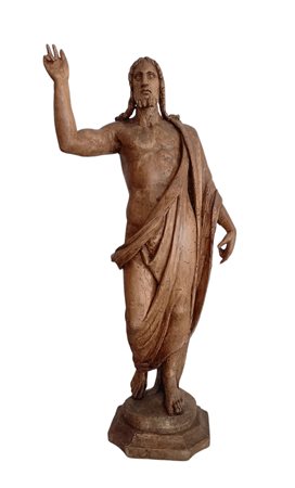 CRISTO BENEDICENTE - SCULTURA IN LEGNO H.CM.53 - XVIII SECOLO - DIFETTI E...