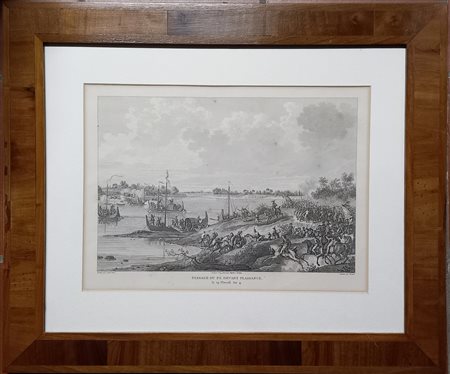 DUPLESSI-BERTAUX - PASSAGE DU PO DEVANT PLAISANCE - ACQUAF. CM.24X35,5 XIX...
