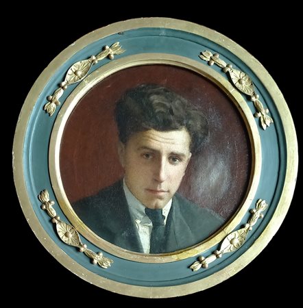 FRANCESCO GHITTONI (1855-1928) RITRATTO - OLIO SU TELA CIRCOLARE DIAMETRO...