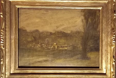 EMILIO BOGGIO (1857-1920) PAESAGGIO - OLIO SU TAVOLA CM.30X40 FIRMATO IN...