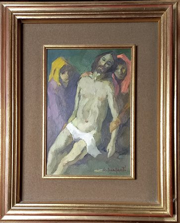 GIACOMO MALFANTI (1907-1998) SOGGETTO RELIGIOSO - OLIO SU MASONITE CM.30X20...
