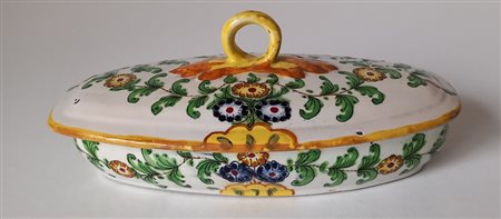 SCATOLA IN CERAMICA DECORATA IN POLICROMIA MANIFATTURA VIGNANELLI...