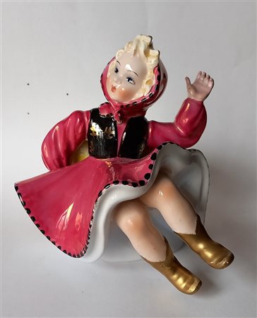 G.GIRARDI - STATUINA IN CERAMICA POLICROMA H.CM.15 - PRIMA META' XX SECOLO...